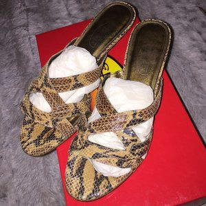 Talbots exotic brown leather print low heels